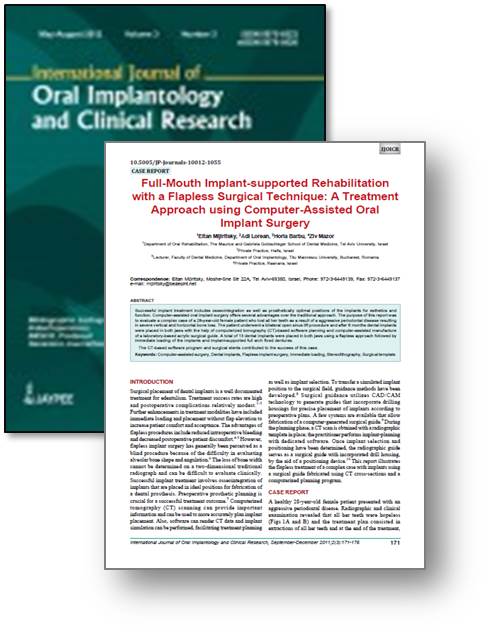 Rehabilitación completa implanto-soportada con técnicas de cirugía sin colgajo: abordaje de tratamiento utilizando cirugía guiada de implantes con planificación asistida por ordenador